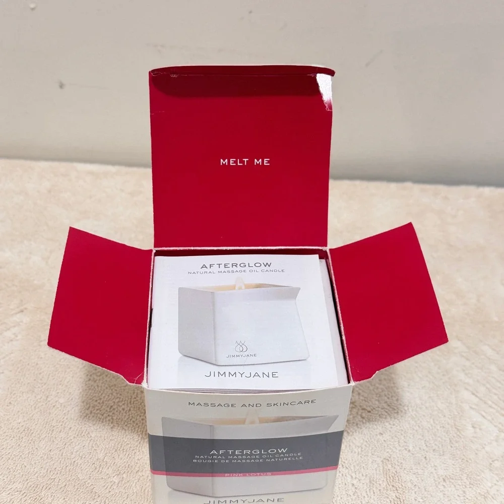 Jimmyjane Afterglow Pink Lotus Natural Massage Oil Candle White Ceramic